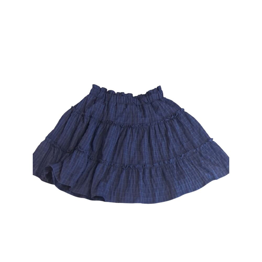SHEIN Navy Blue Elastic Waist Ruffle Hem Tiered Mini Skirt